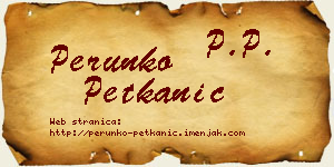 Perunko Petkanić vizit kartica